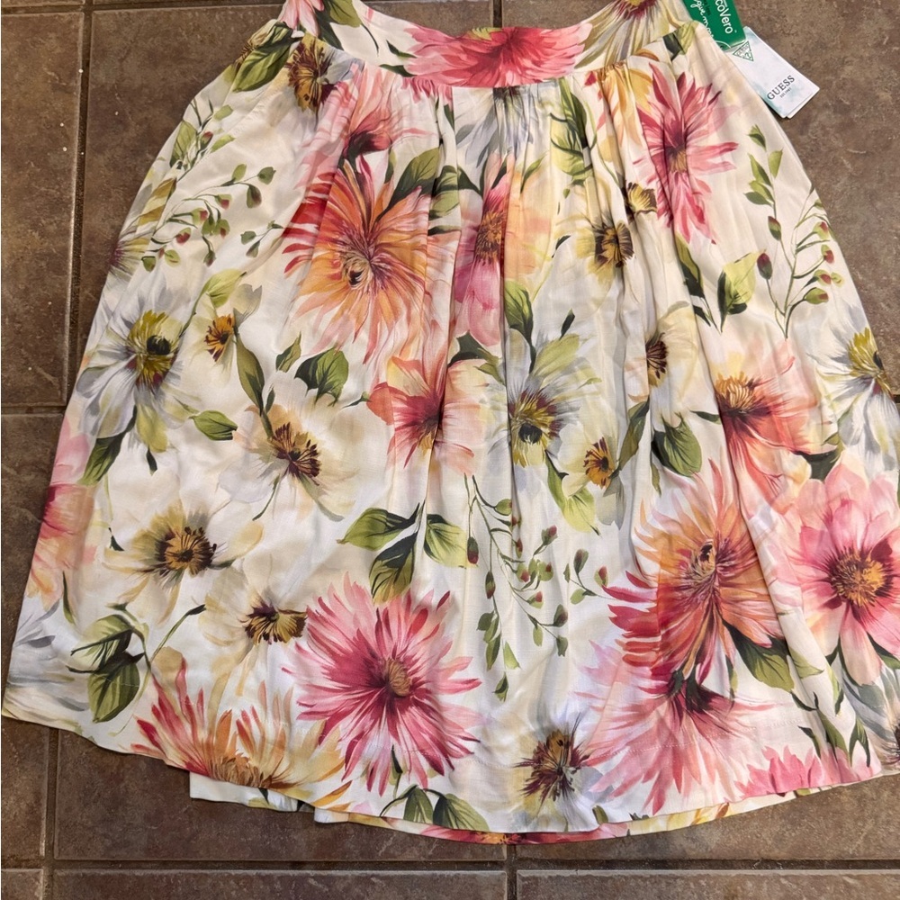 Guess A-Line Skirt with Floral Print - Pink, Yellow, Green